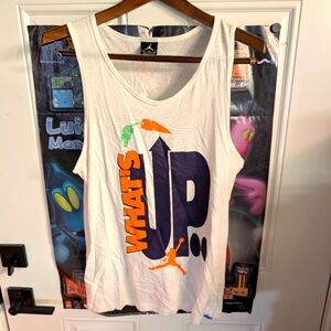 Jordan White Tank Top with Orange, Green and Navy Graphics